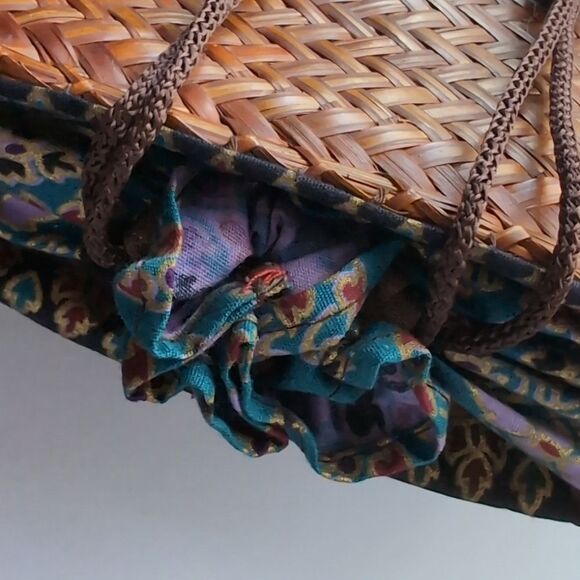 Unique Vintage Woven Brown Rattan Wicker Mini Bag - Picture 6 of 12